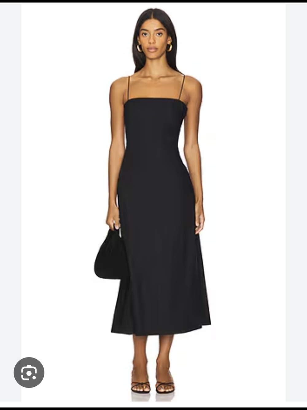 Faithfull the Brand Black Spaghetti-Strap Slip Midi Dress